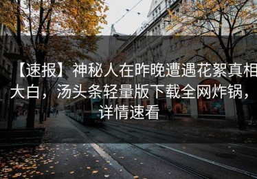 【速报】神秘人在昨晚遭遇花絮真相大白，汤头条轻量版下载全网炸锅，详情速看