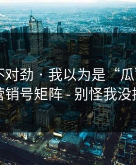 越扒越不对劲 · 我以为是“瓜” - 结果是营销号矩阵 - 别怪我没提醒