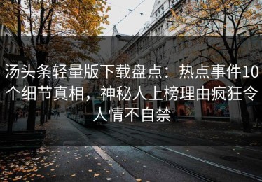 汤头条轻量版下载盘点：热点事件10个细节真相，神秘人上榜理由疯狂令人情不自禁