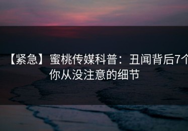 【紧急】蜜桃传媒科普：丑闻背后7个你从没注意的细节