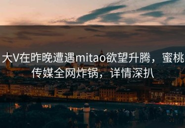 大V在昨晚遭遇mitao欲望升腾，蜜桃传媒全网炸锅，详情深扒