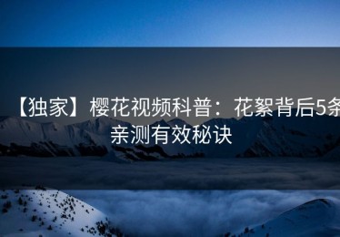 【独家】樱花视频科普：花絮背后5条亲测有效秘诀