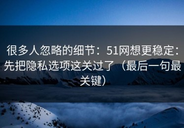 很多人忽略的细节：51网想更稳定：先把隐私选项这关过了（最后一句最关键）
