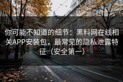 你可能不知道的细节：黑料网在线相关APP安装包，最常见的隐私泄露特征（安全第一）