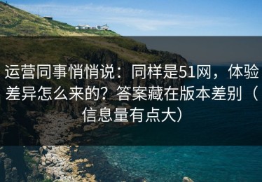 运营同事悄悄说：同样是51网，体验差异怎么来的？答案藏在版本差别（信息量有点大）