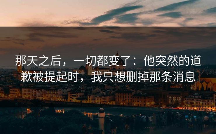 那天之后，一切都变了：他突然的道歉被提起时，我只想删掉那条消息