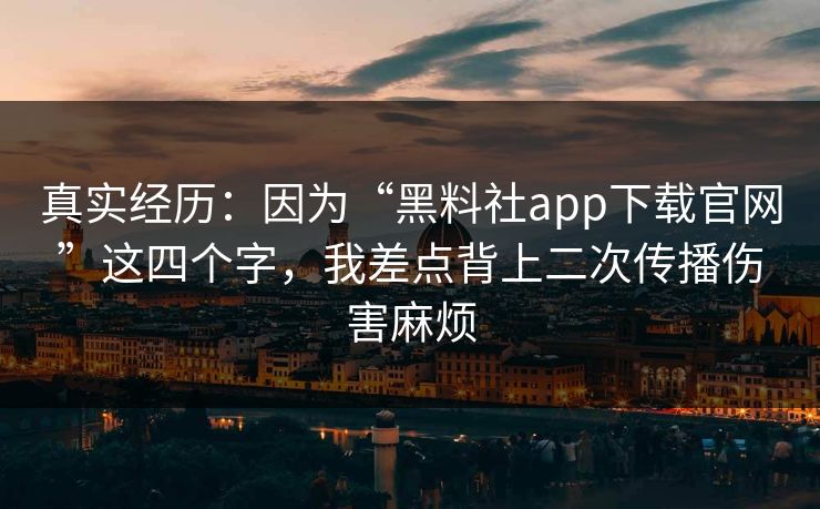 真实经历:因为“黑料社app下载官网”这四个字,我差点背上二次传播伤害麻烦 真实经历:因为“黑料社app下载官网”这四个字,我差点背上二次传播伤害麻烦
